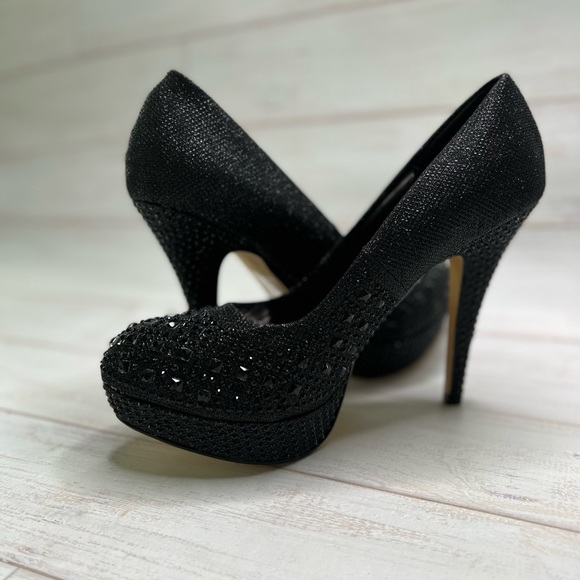 Black rhinestone size 11 heels new with box - Picture 2 of 14